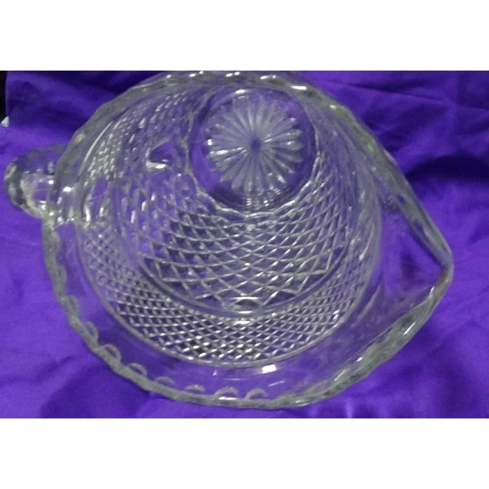 TWO-Vintage Pitcher Vintage WEXFORD Glass Diamond Design ANCHOR HOCKING #259-D